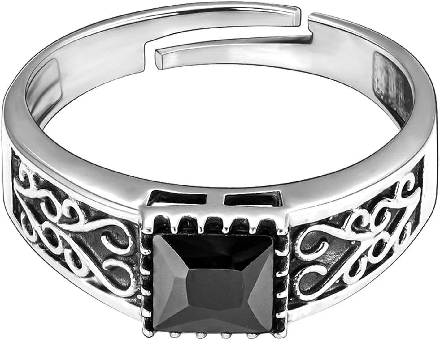 STERLING BLACK STONE SILVER RING 925 HALLMARK