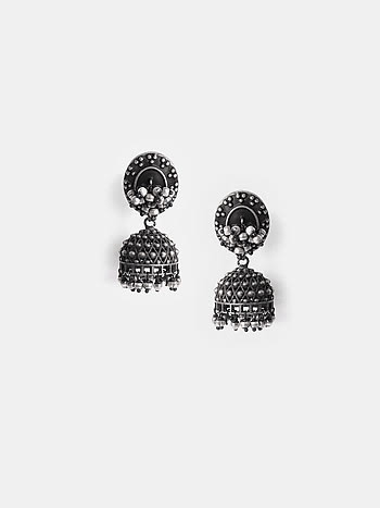 Oxidised Rebel Rebel Jhumkis in 925 Silver