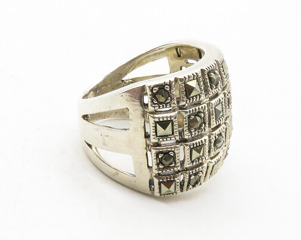 STERLING SILVER MULTIPLE SQUARE RING WITH 925 HALLMARK