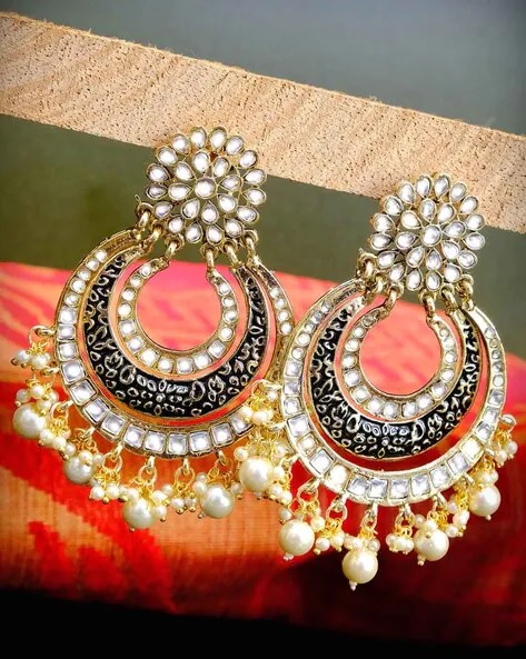 Toned & Black Gold Polish Silver Earrings for Women by Crunchy Fashion