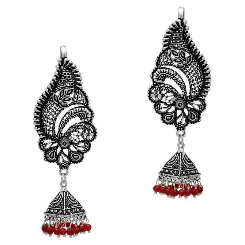 oxidised silver plated ear cuff earrings