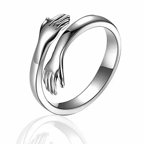 HAND TOCHING SILVER RING WITH 925 HALLMARK
