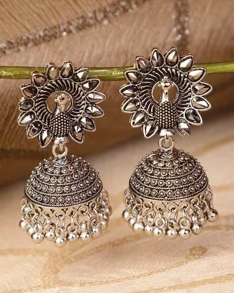 Silver-Plated Jhumka Earrings