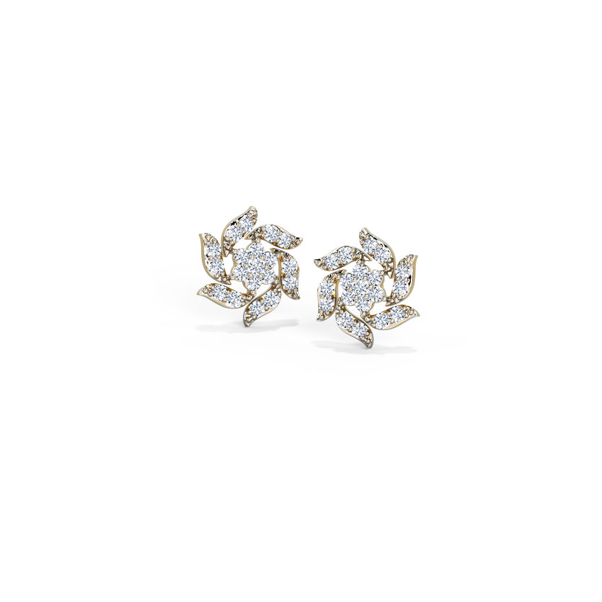 Floweret Stone Silver Stud Earrings