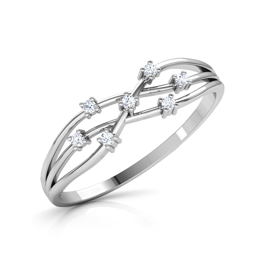 Intertwined Glim Silver Stone Ring