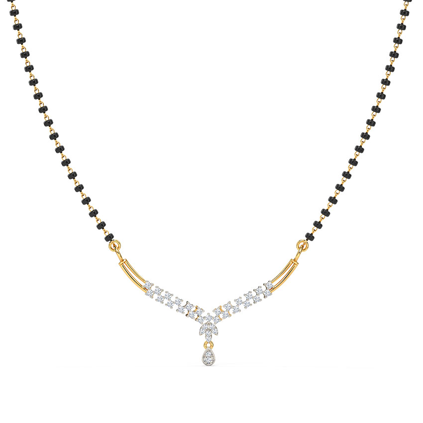 Tanya Gold Polished Silver Stone Mangalsutra