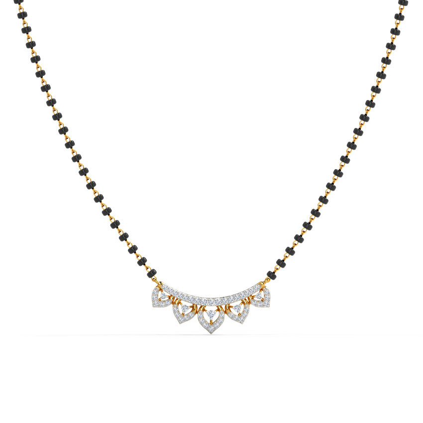 Pahi Gold Polished Silver Stone Mangalsutra