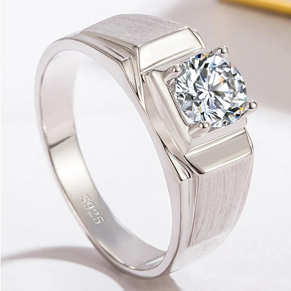 SILVER STONE RING WITH 925 HALLMARK