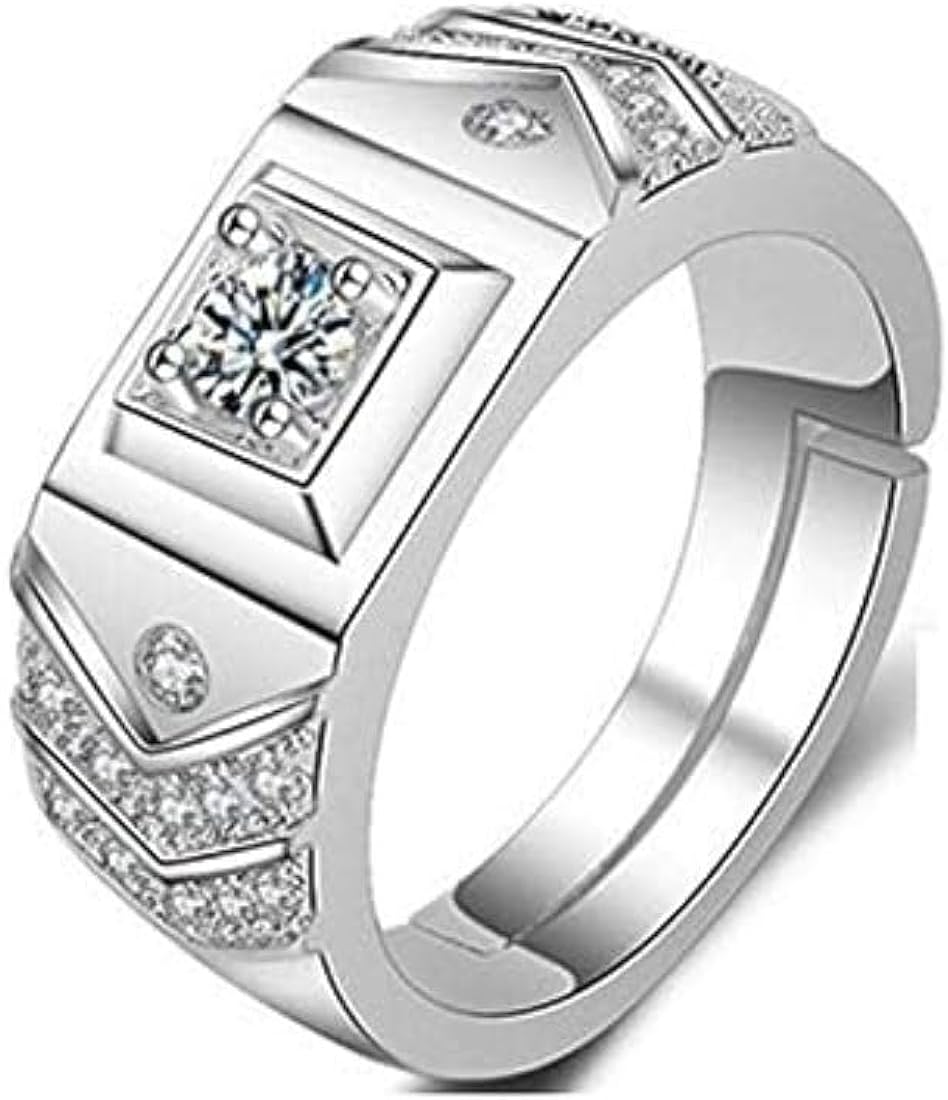 SHINIHG STONE SILVER RING WITH 925 HALLMARK