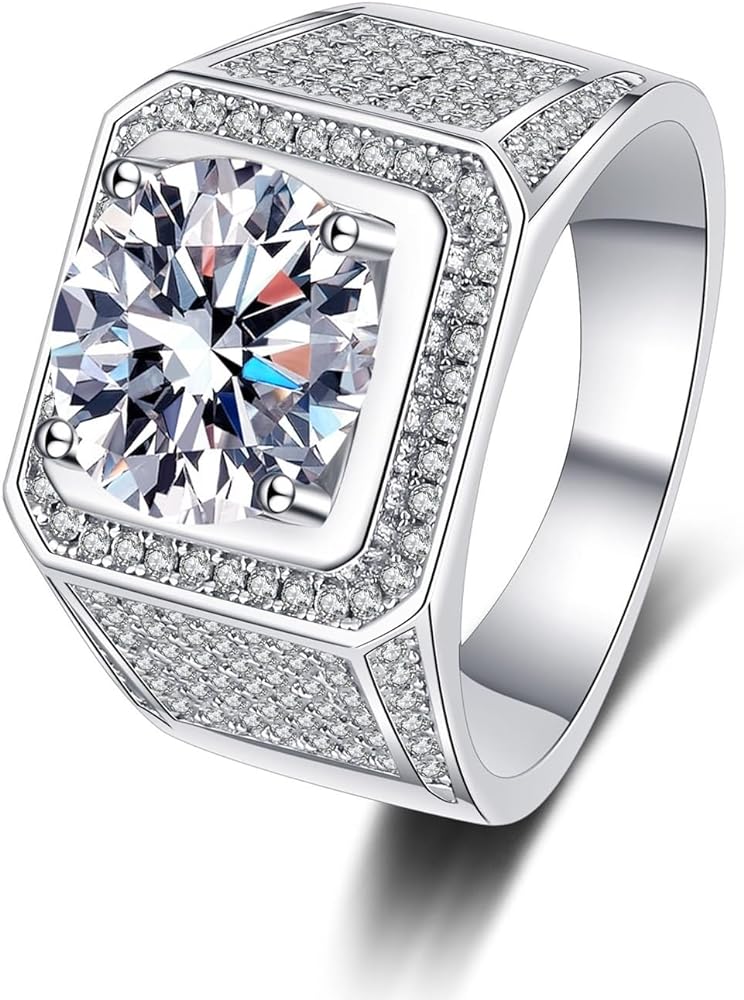 SQUARE CRYSTAL SILVER RING WITH 925 HALLMARK