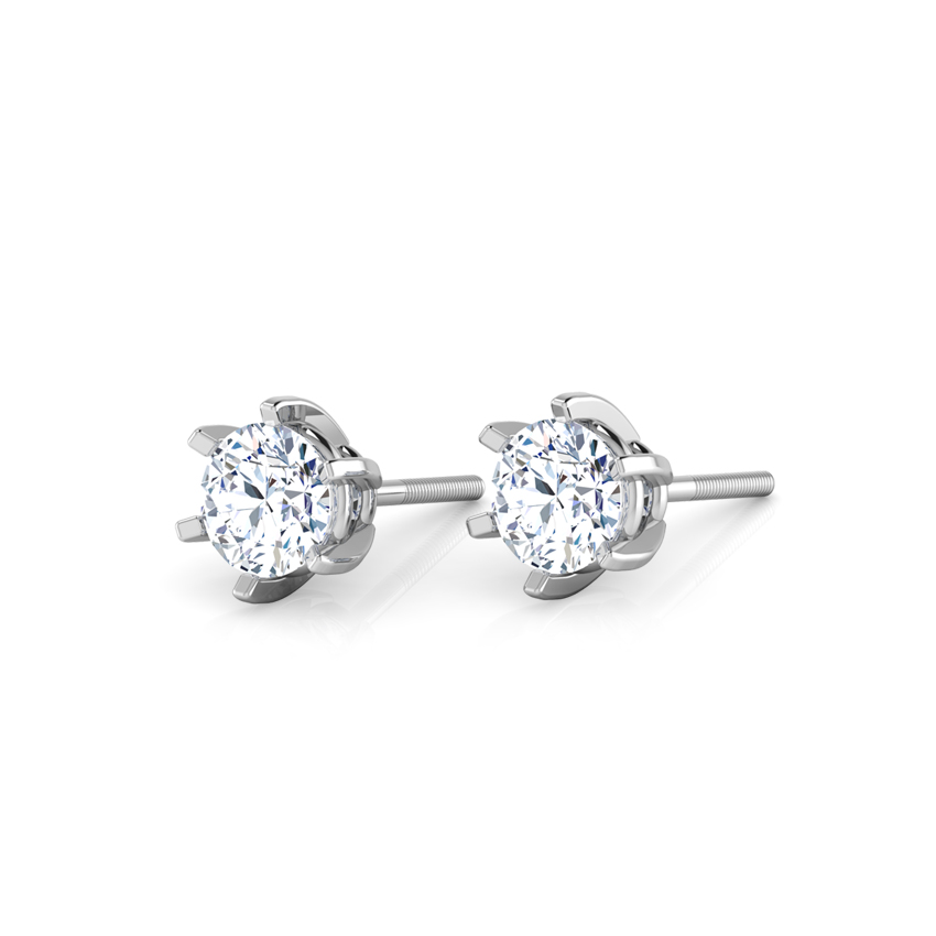 Celeste Solitaire Silver Stud Earrings