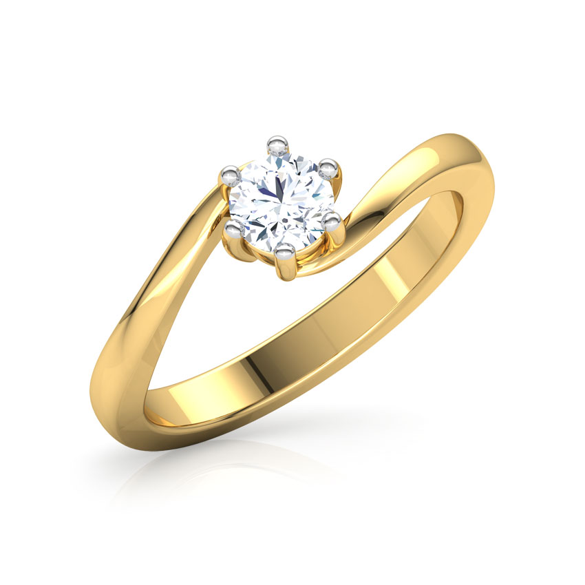 Forevermore Solitaire Gold Polished Silver Ring