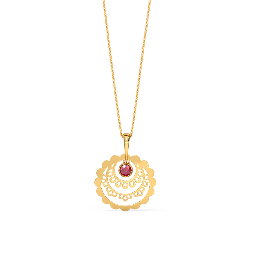 Silver Triya Cutout Gemstone Pendant with Gold Polished